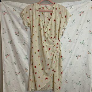 Vintage 90s Faux Wrap Style Floral Print Dress Size S